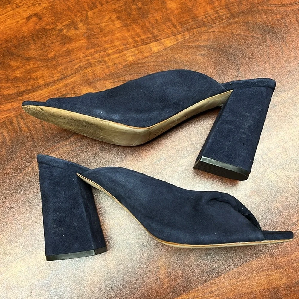 Loeffler Randall Laurel Navy blue suede slip on sandal - Picture 9 of 11